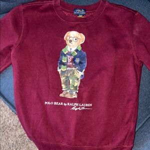 Polo Ralph Lauren Burgundy Sweatshirt with Bear Graphic